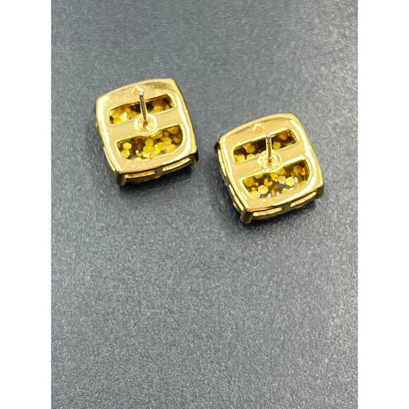 KATE SPADE New York Gold Glitter Crystal Small Square Prong Set Stud Earrings - Picture 5 of 7
